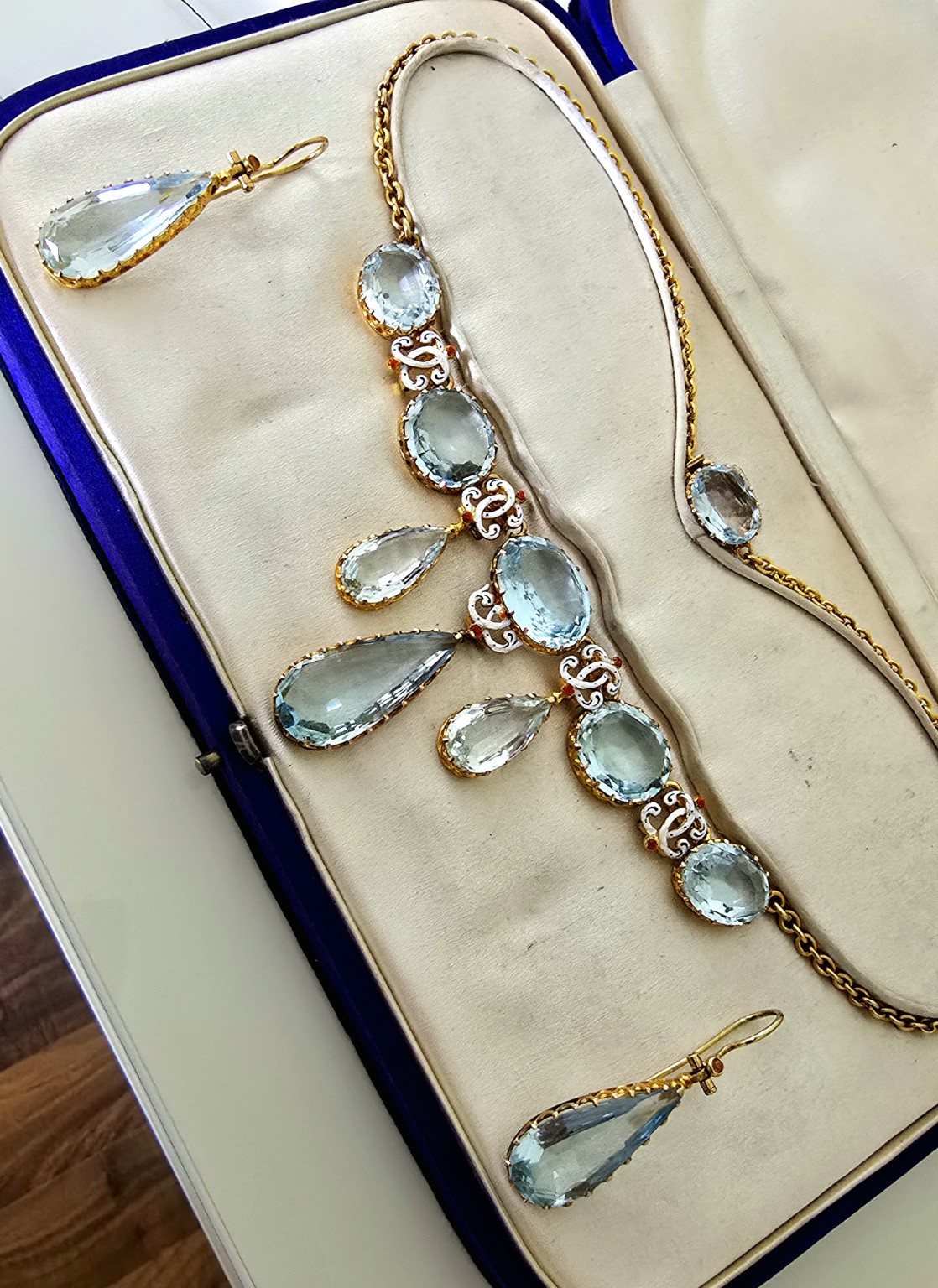 Antique aquamarine jewellery set