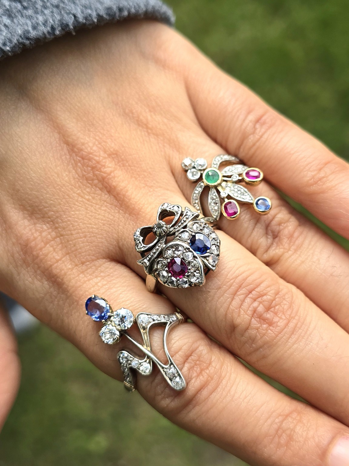 Unique antique gemstone rings
