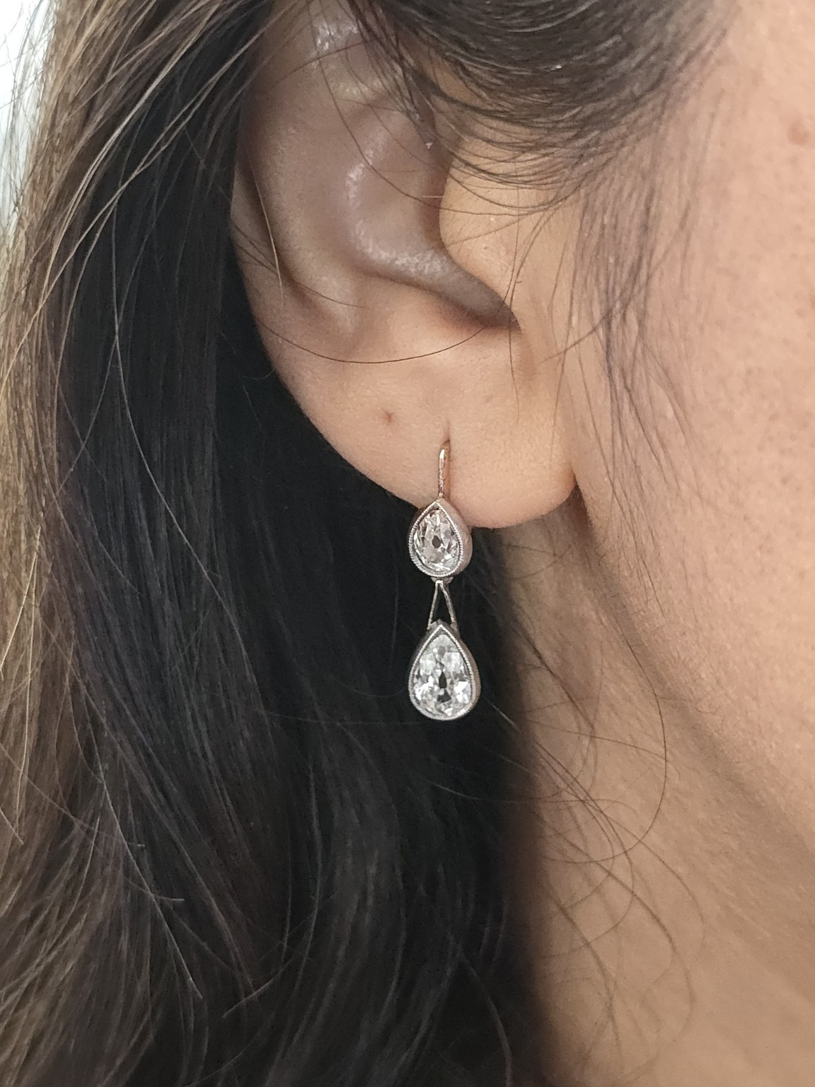 Antique diamond drop earrings